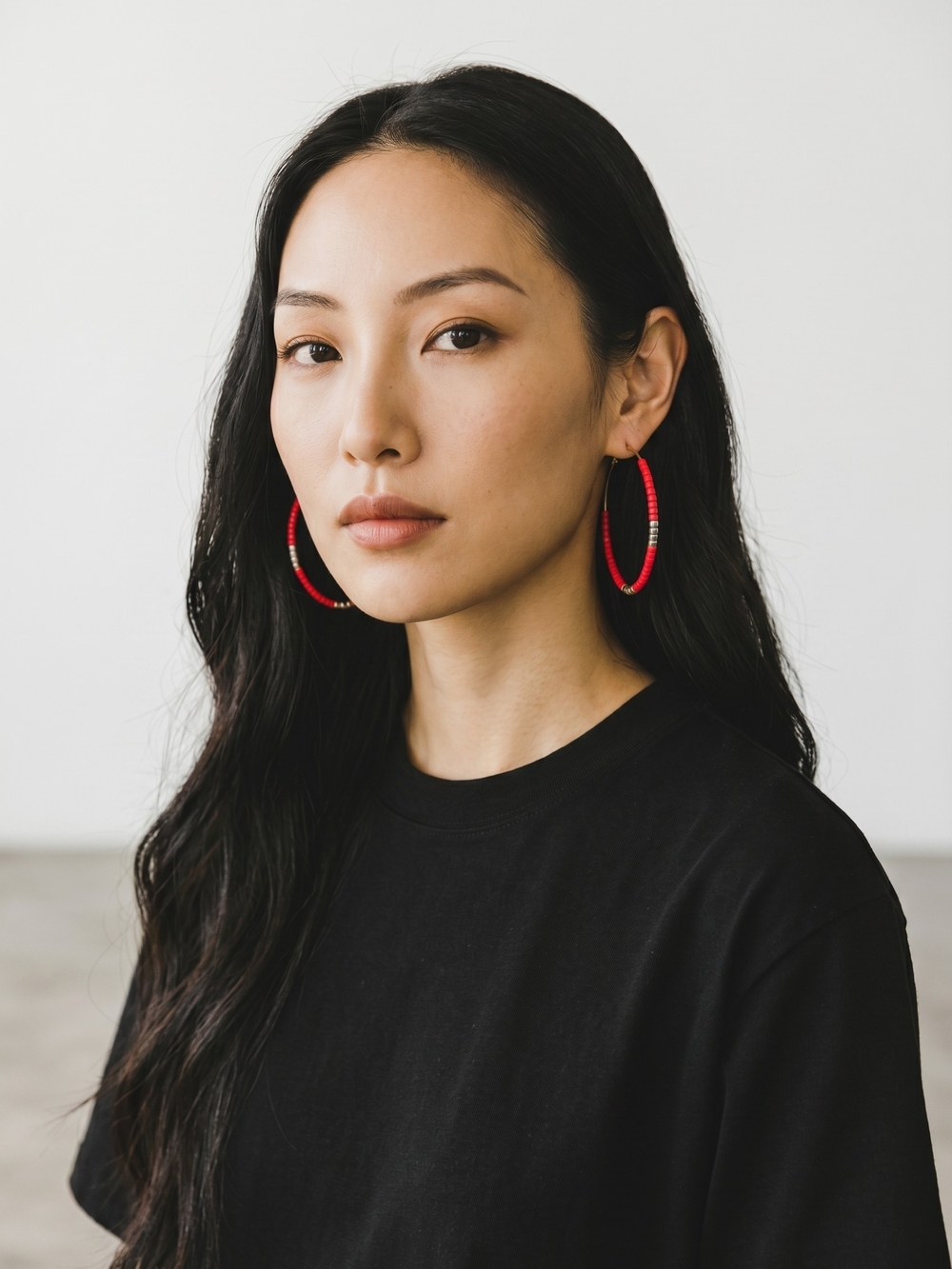 Red Beaded Hoop Earrings for Women